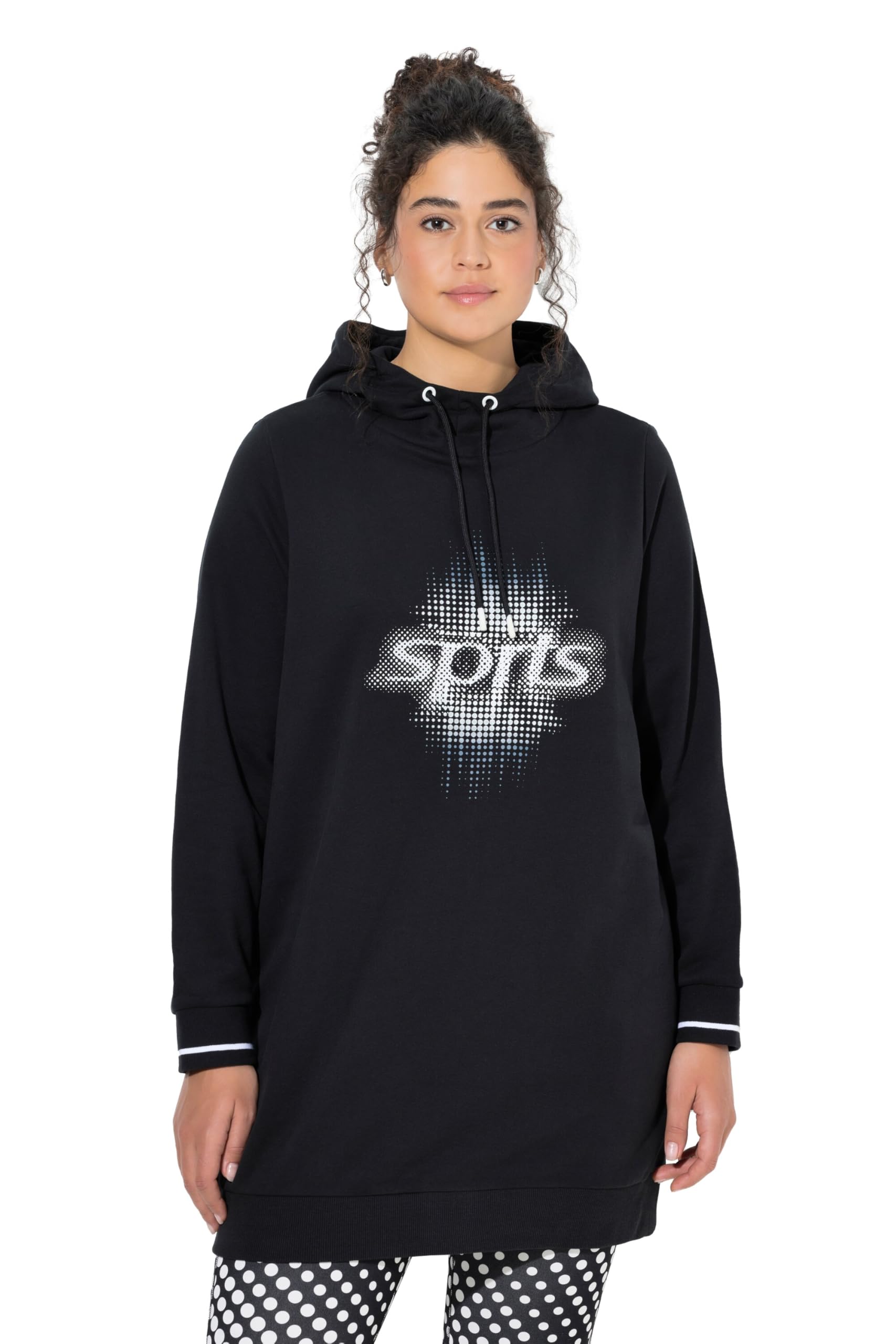 Ulla Popken Damen große Größen Übergrößen Plus Size Long-Hoodie, Oversized, Kapuze, Langarm 845924