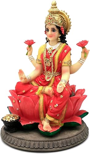 Miniatura 8 de alikiki Estatua de laxmi de diosa india  8.9 pulgadas de alto, ídolo hindú Lakshmi, escultura de Diwali, regalo para decoración india de Pooja,