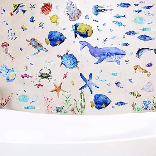 Miniatura 2 de 116 calcomanías de pared bajo el mar para medusas calcomanías de pared de peces océano calcomanías de pared removibles para niños dormitorio sala de