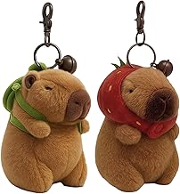 Capybara Keychain, 2 Pcs Capybara Plush Keyring Set, Soft Plush Capybara Toy Keychain for Bags, Keys, and Accessories, 10x5 Cm