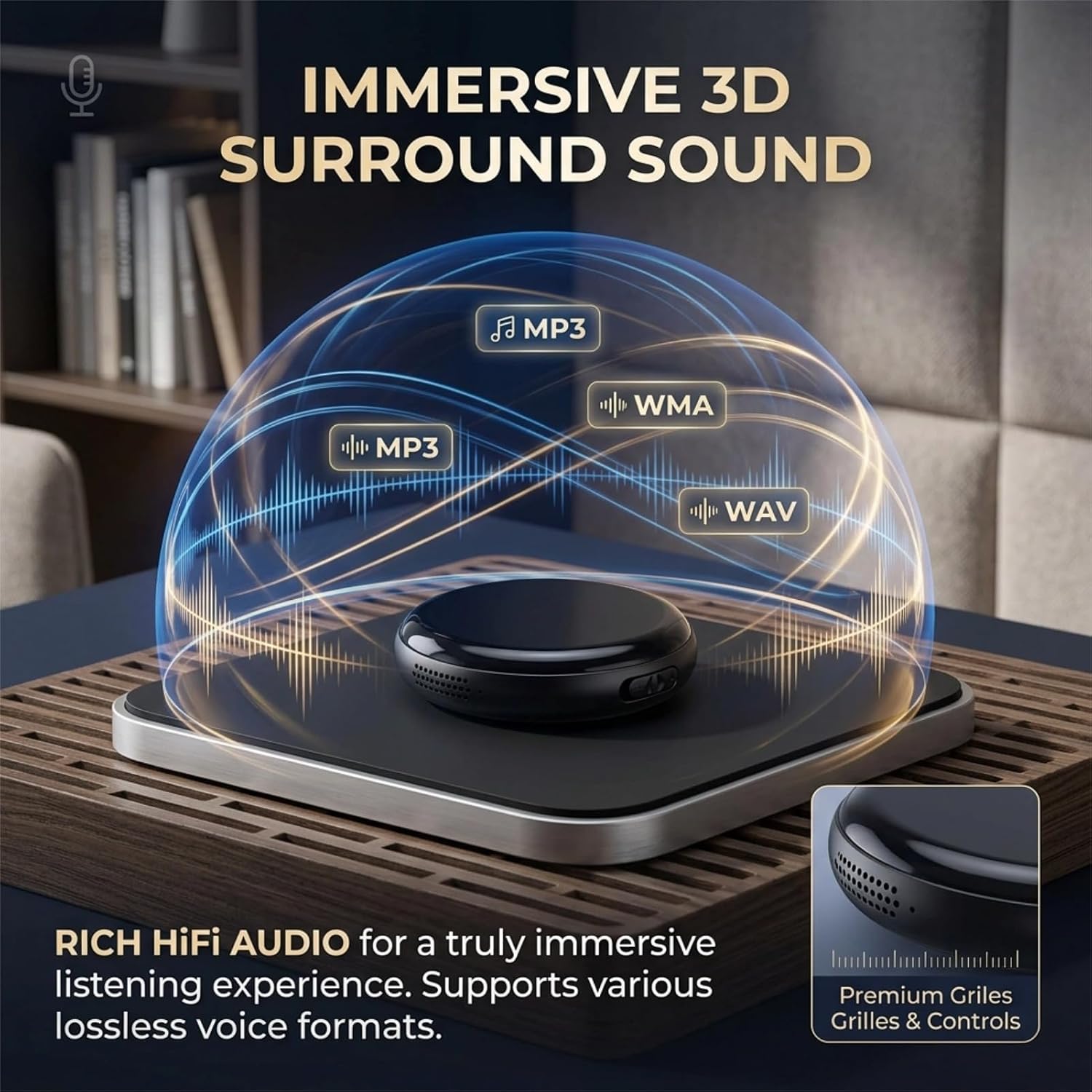 MP3 Voice Recorder with Transcription APP Noise Cancellation Support 128GB MP3 Player with 3D Surround Sound for Clear Audio Recording Translation Device