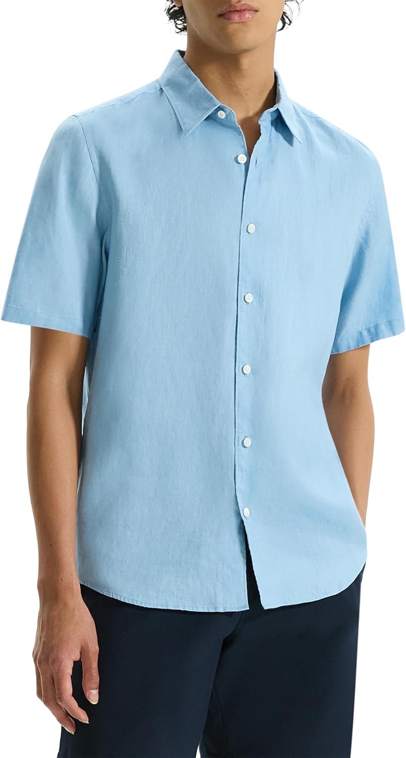 Theory Men's Theory Men's Irving Short Sleeve Button Down Woven in Relaxed Linen