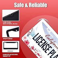 Vista 2 de Personaliza los hermosos marcos de matrícula de flor de cerezo, marco de matrícula floral para automóvil, accesorios universales de aluminio