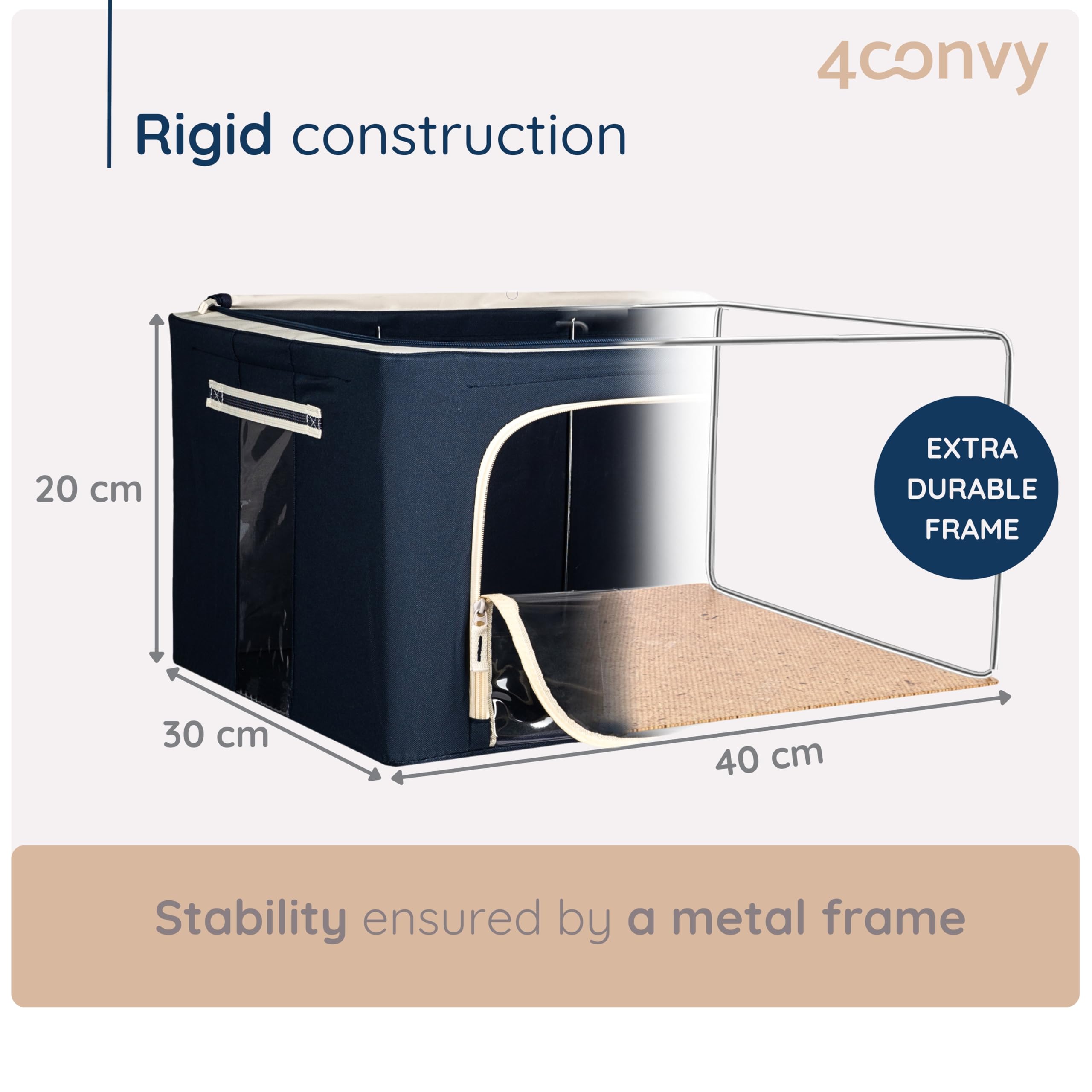 4CONVY Solid, Foldable Clothes Storage Box with Zipper - 2024 UPGRADED MATERIAL Storage Bag for Duvets Bedding - Box with Window - Image 3