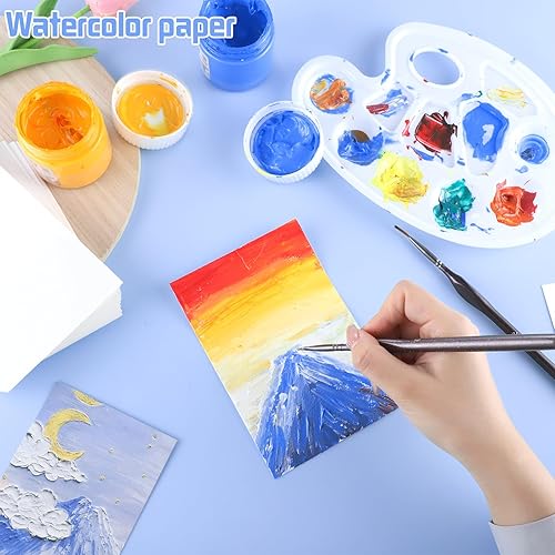 Miniatura 4 de 120 hojas de papel de acuarela a granel, 140 lb300 GSM, papel blanco de prensa en frío, papel de color agua para niños, estudiantes, adultos,