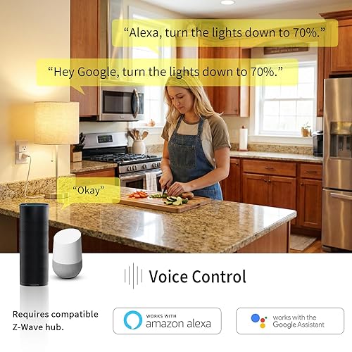 Vista 4 de Minoston 800 Series Z-Wave Plug Dimmer Smart Plug-in Outlet, Built-in Repeater Range Extender, Z-Wave Hub Required, Work with Alexa, SmartThings