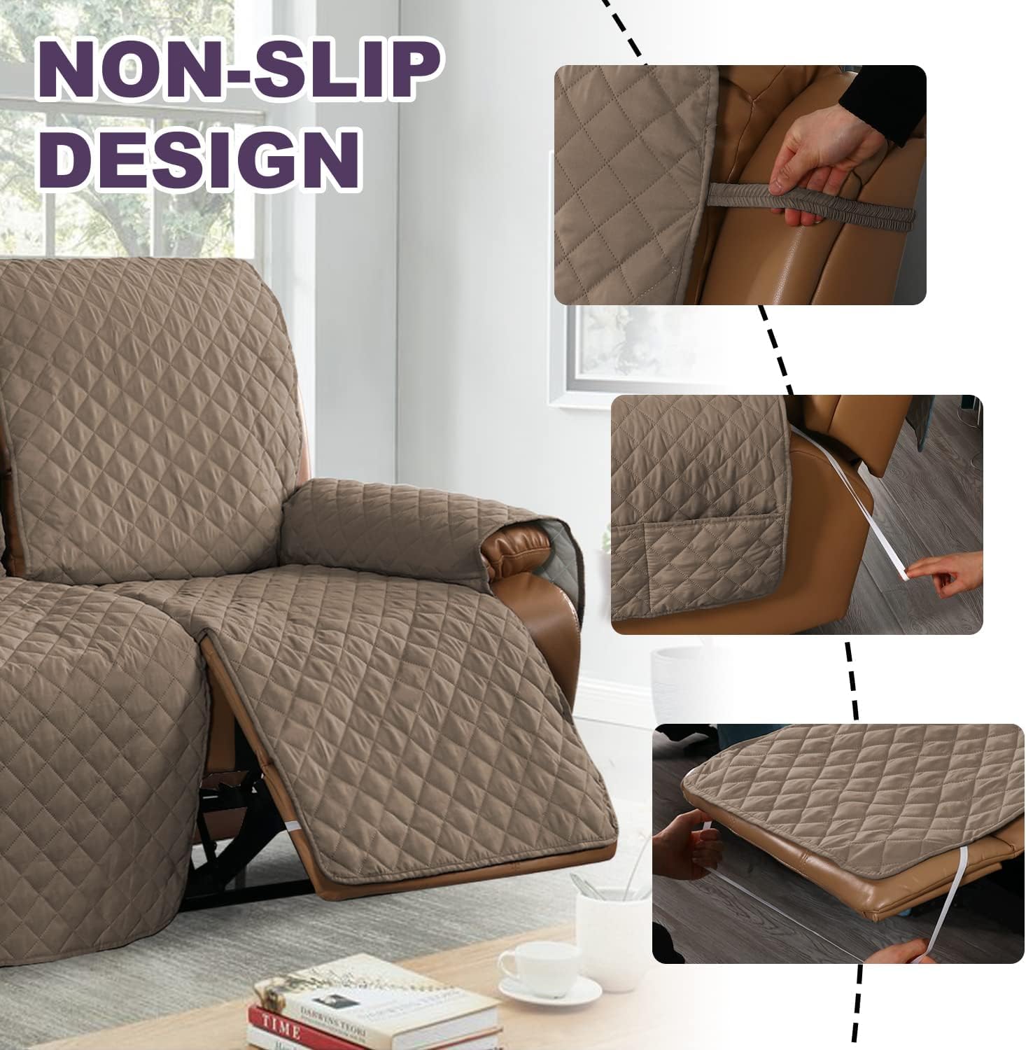 Recliner Chair/Sofa Slipcover With Pockets 2/3/1 Seat Recliner Stretch Sofa Covers Lazy Boy Chair Cover Reclining Couch Slipcover Fallon Collection Slipcover For Recliner With Elastic Bottom ( Color : - Image 4