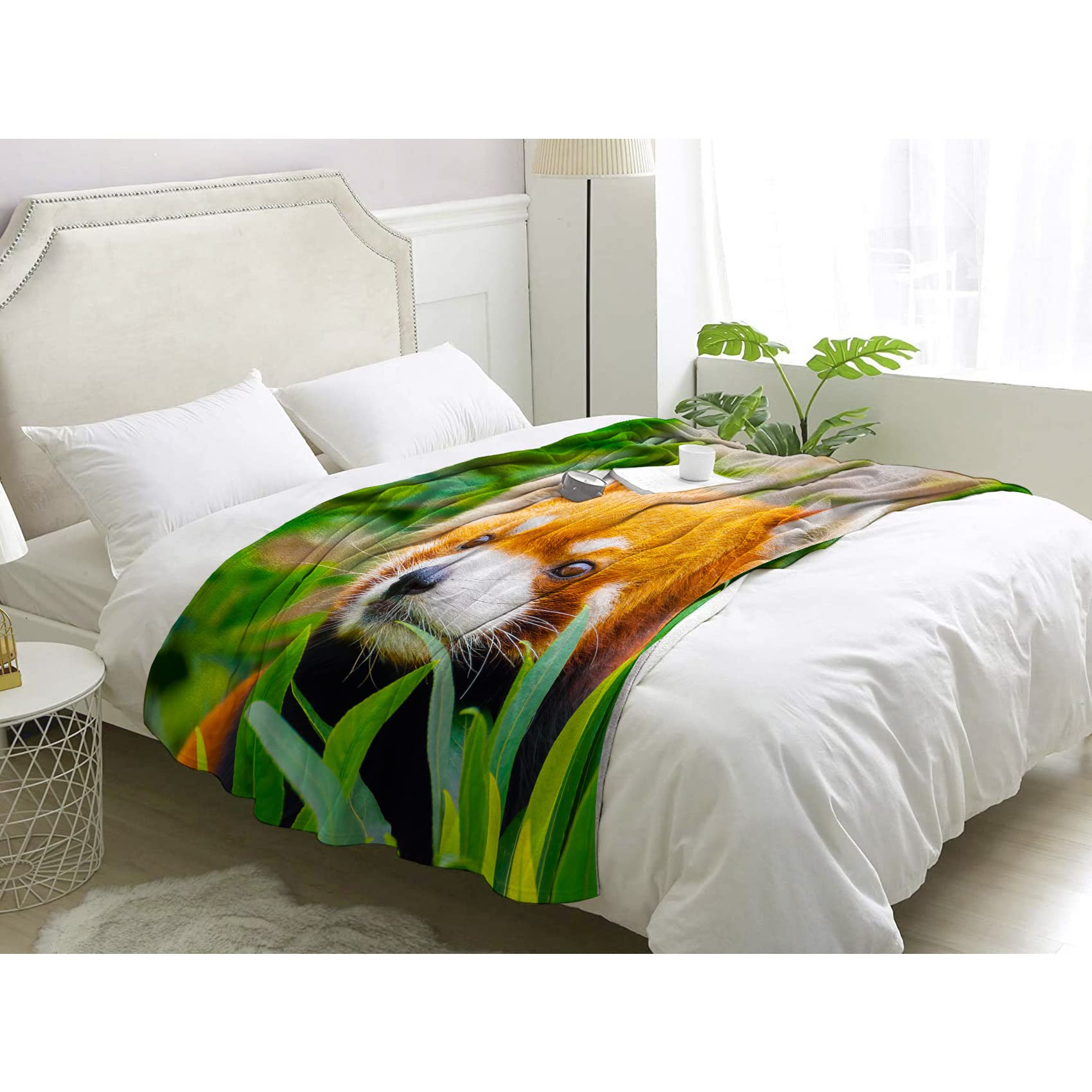 Couverture polaire 200x200 plaid panda rouge couverture de lit 2 personnes en flanelle