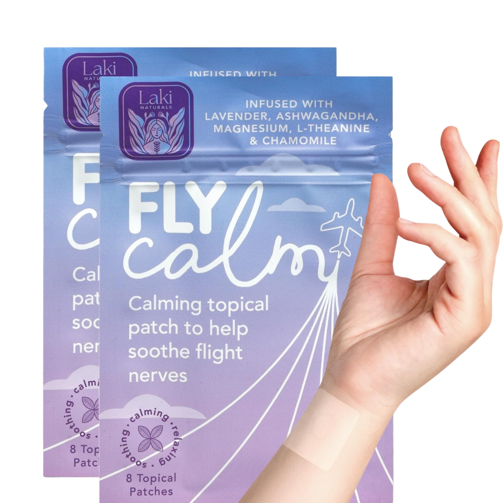 Parche Fly Calm Laki Naturals vegetal para calmar de forma natural el miedo a volar
