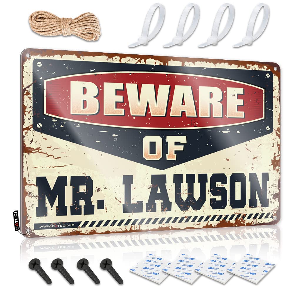 Tin Sign Distressed At Home Decor Home Decor - Beware Of Mr. Lawson Nice Rustic Style Artwork For Camping(20X30CM)