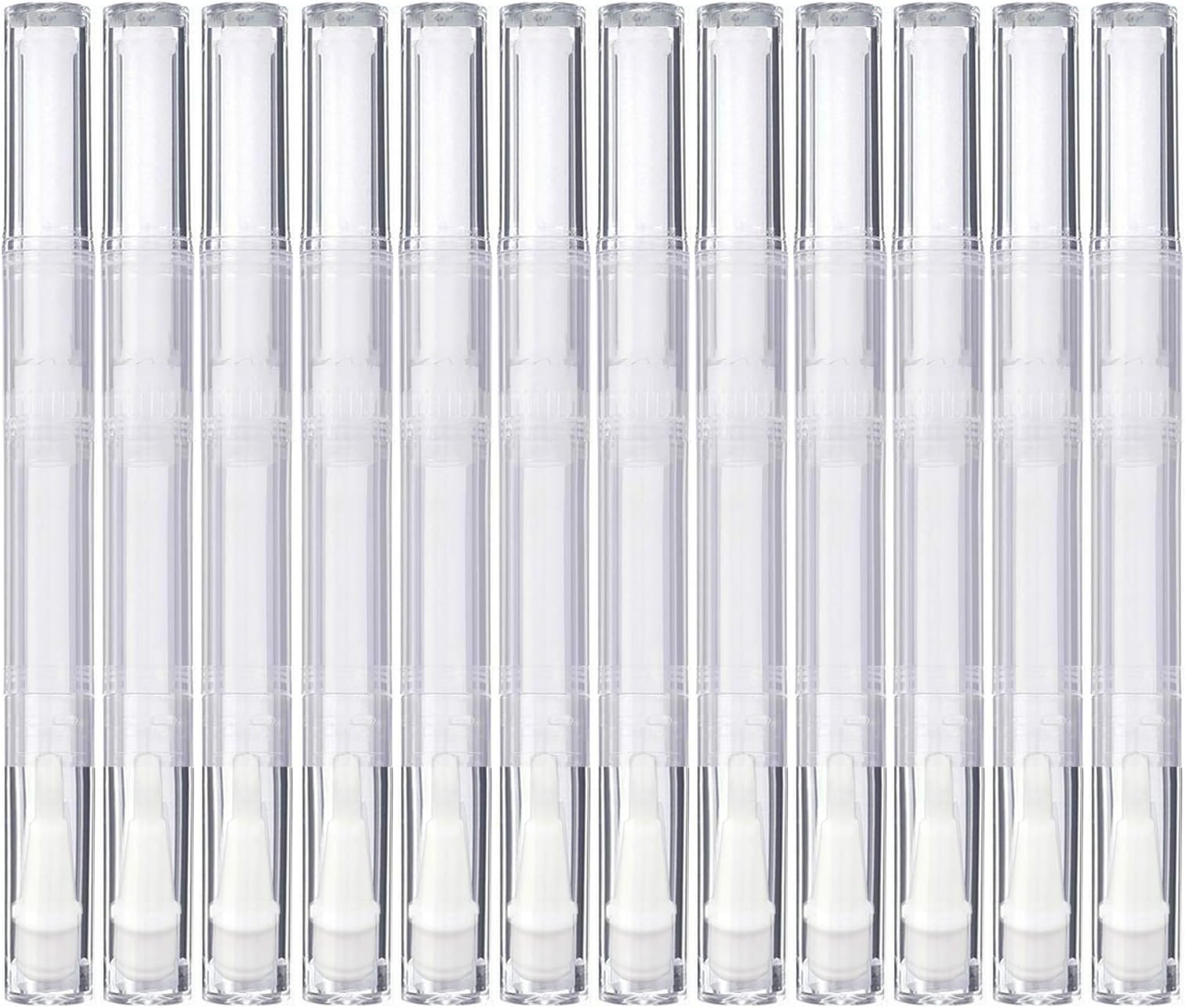 12 Pack 3 ml Transparent Twist Pens, Empty Nail Oil Pen with Brush Tip, Cosmetic Lip Gloss Container Applicators Eyelash Growth Liquid Tube (12x)