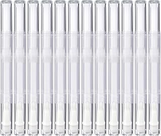 12 Pack 3 ml Transparent Twist Pens, Empty Nail Oil Pen with Brush Tip, Cosmetic Lip Gloss Container Applicators Eyelash Growth Liquid Tube (12x)