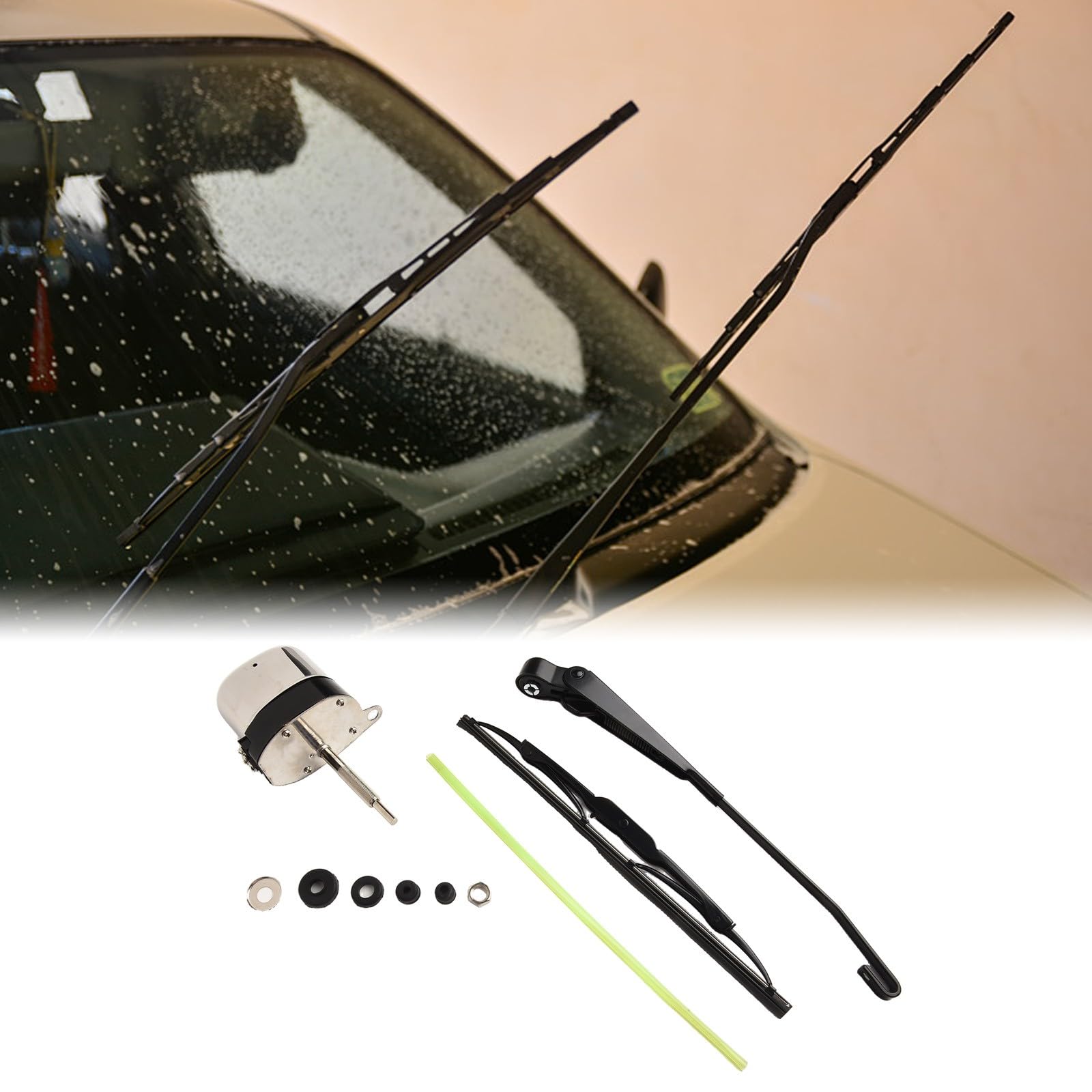 Moteur d'essuie-glace 12V pivotant 110° réglable compatible avec Jeep et projets mécaniques Street Rod