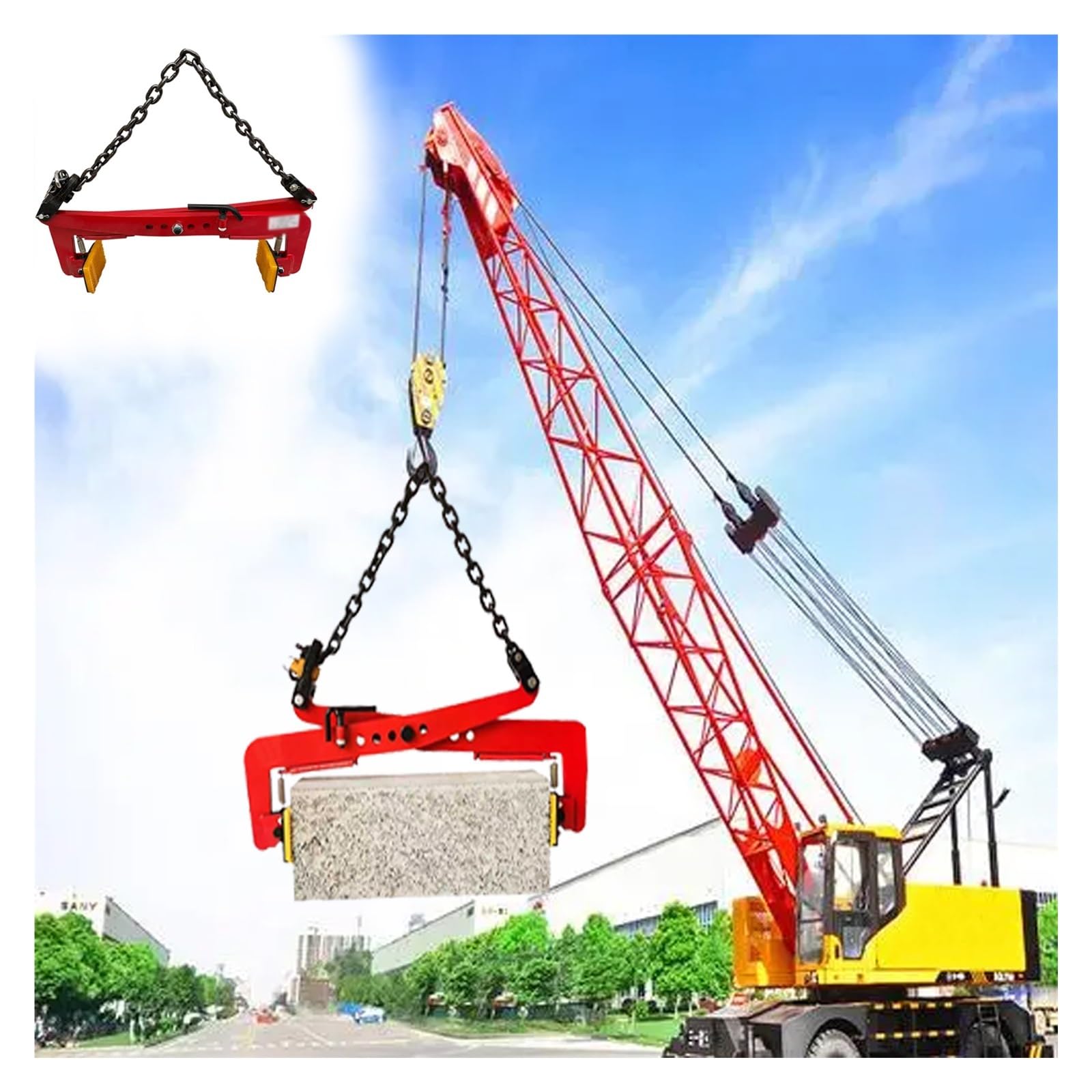 Regulowany zacisk łańcuchowy ze stali stopowej do podnoszenia ciężkich ładunków – pionowy zacisk łańcuchowy do transportu blachy, granitu i marmuru,Opening-3.9-14.2 inches