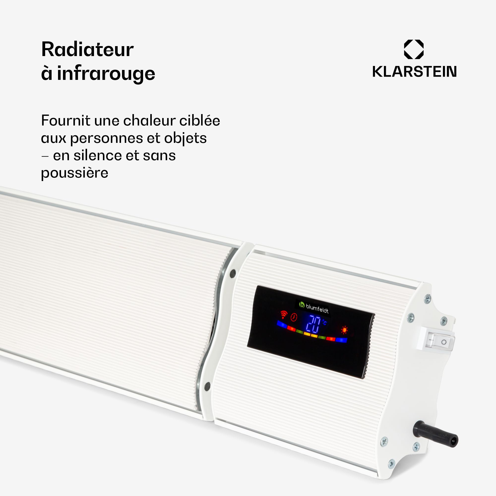 Klarstein Chauffage Electrique à Infrarouge, Chauffage de Jardin 3000W, App Smart WiFi, Télécommande, Minuterie, Affichage LED, Exterieur Terrasse, d'Appoint Econome Sans CO2