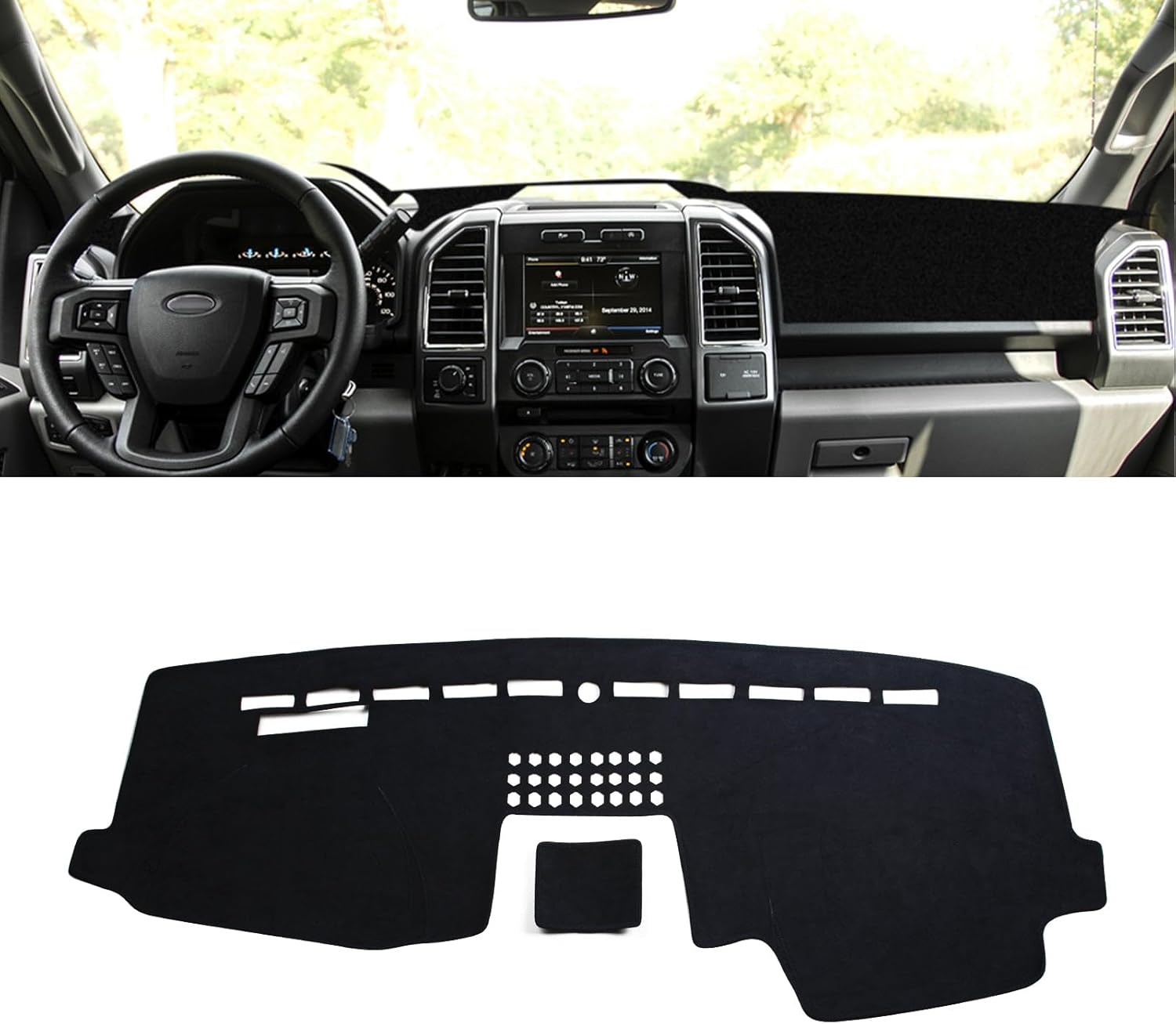 x xotic tech Dashboard Mat Cover Compatible with Ford F150 2015-2020 Black Soft Suede Pre-Cut w/Non-Slip Back Sun Glare Protector Dash Carpet Pad