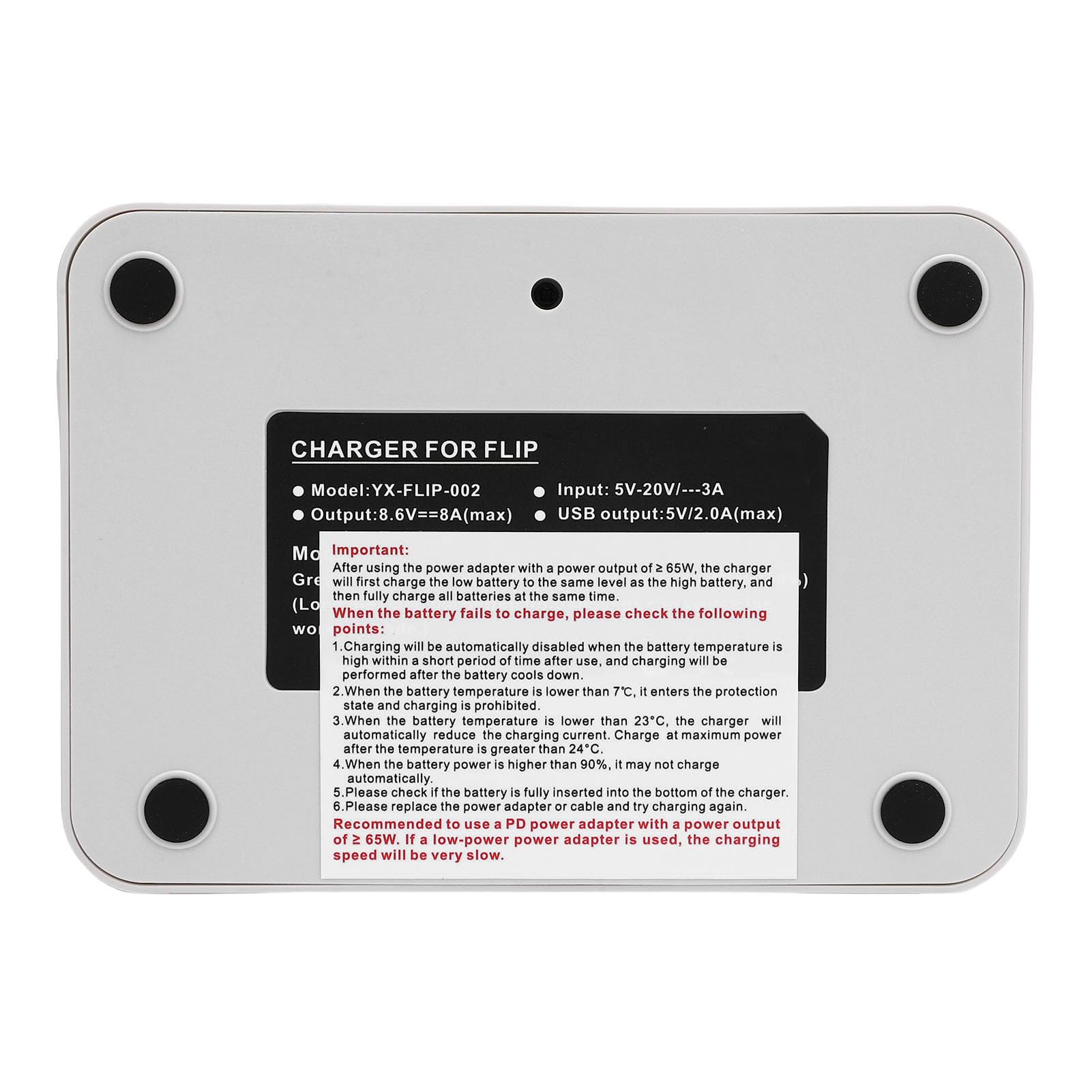 Cargador de batería dual de carga rápida con indicador LED para funcionalidad de banco de energía, estación de carga de batería de dron para cuidado de modo de almacenamiento, material ABS