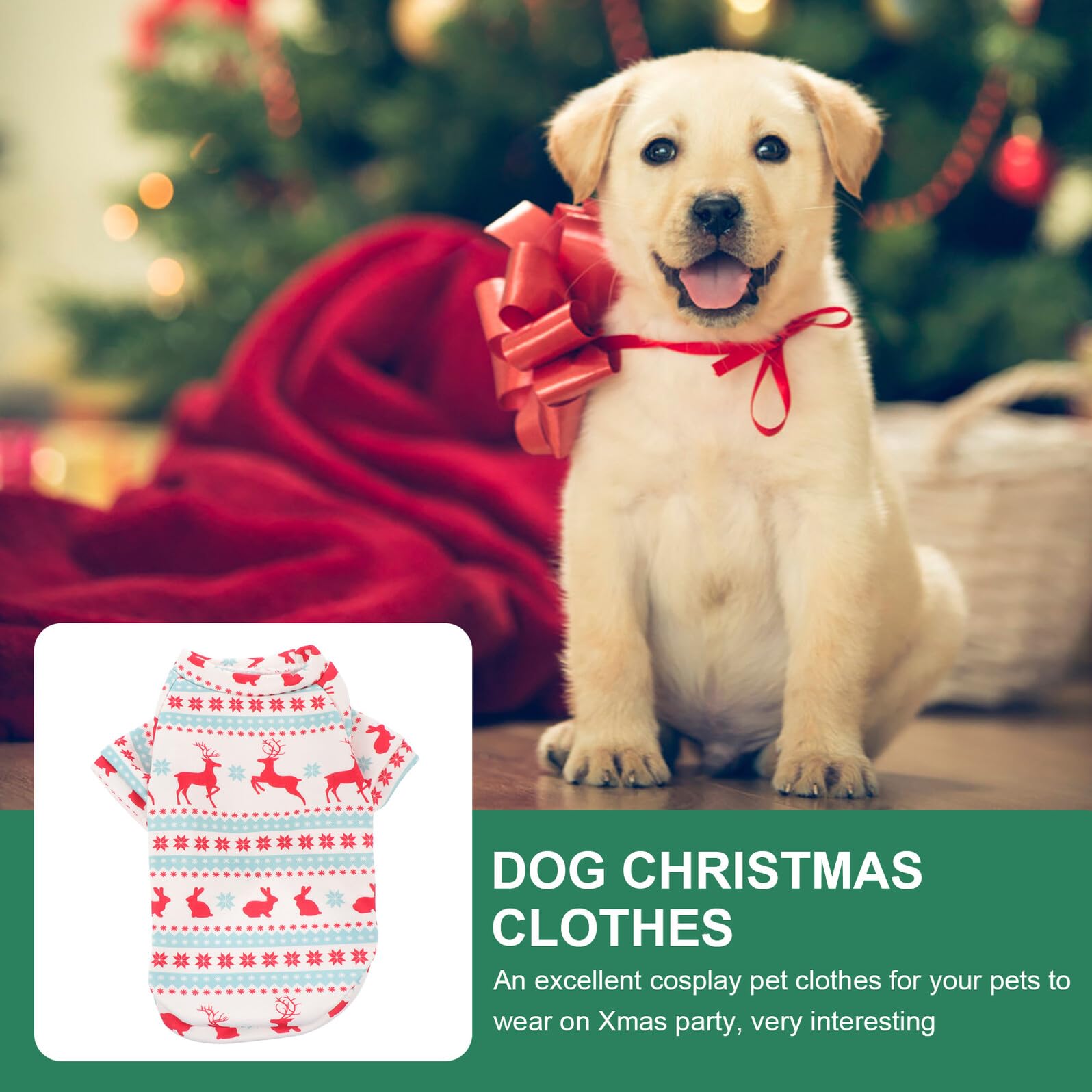 1pezzi Abbigliamento di Natale per Cani Abbigliamento per Animali Domestici con Stampa di Cucciolo di Alce Indumento Leggero e Comodo Accessorio per Fotografia di Cani