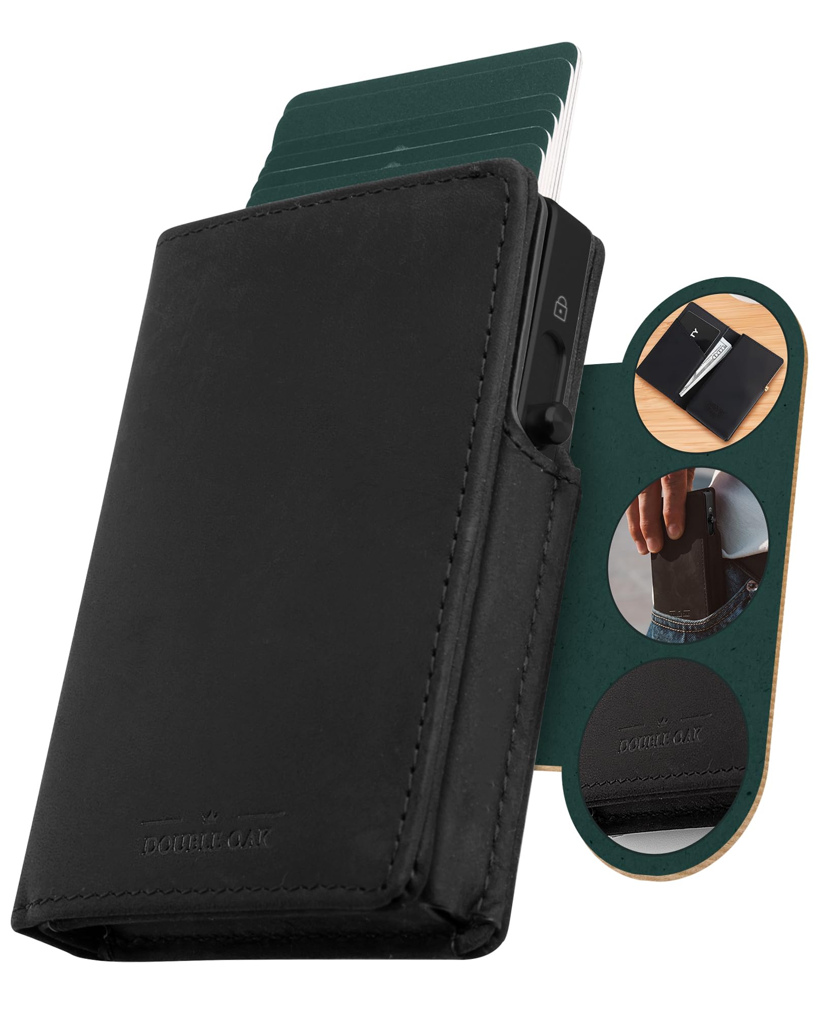 Pop-up Wallet | RFID Blocking Leather Minimalist Wallet | Slim Wallet for Men | Top Grain Leather, Holds up to 10 Cards Plus Cash…