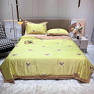 JBHURF Naked Sleeping Washed Tencel Summer Quilt Four-piece Silk Summer Cooling Quilt Wide-brimmed Air Conditioning Quilt (Color : Natural18, Size : 180x220cm1)