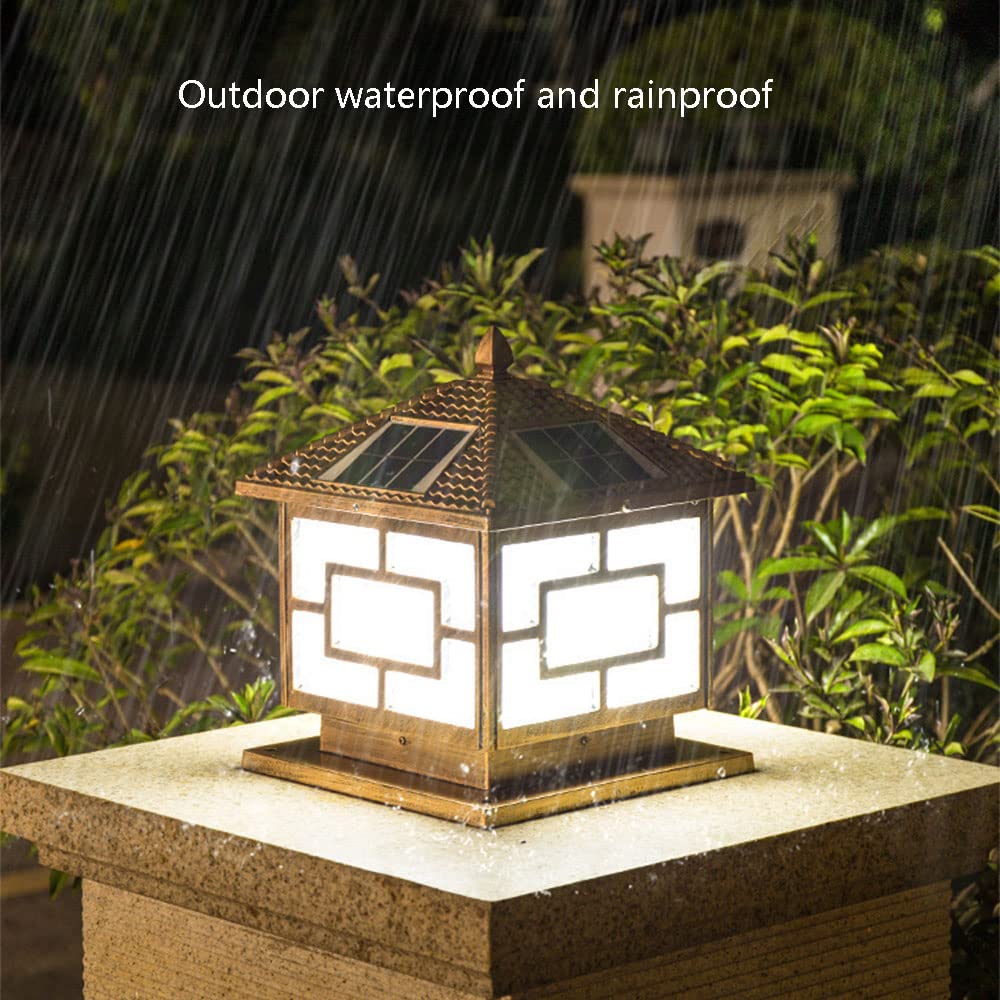 Solar Lamp Post Light Co-t Modern LED Outdoor Post Light For Fence, Deck & Patio - IP65 Waterproof Column Lantern With Tempered Glass Shade | High Voltage Wired Design Outdoor Solar Lamp