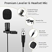 Vista 6 de TONOR Sistema de micrófono inalámbrico UHF con micrófono de auriculares/micrófono de solapa Lavalier, transmisor Bodypack, receptor recargable, 15