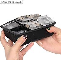 Vista 4 de Ticent Bandejas de cubitos de hielo (juego de 2), molde de silicona para bolas de hielo con forma de esfera para whisky con tapas y moldes cuadrados