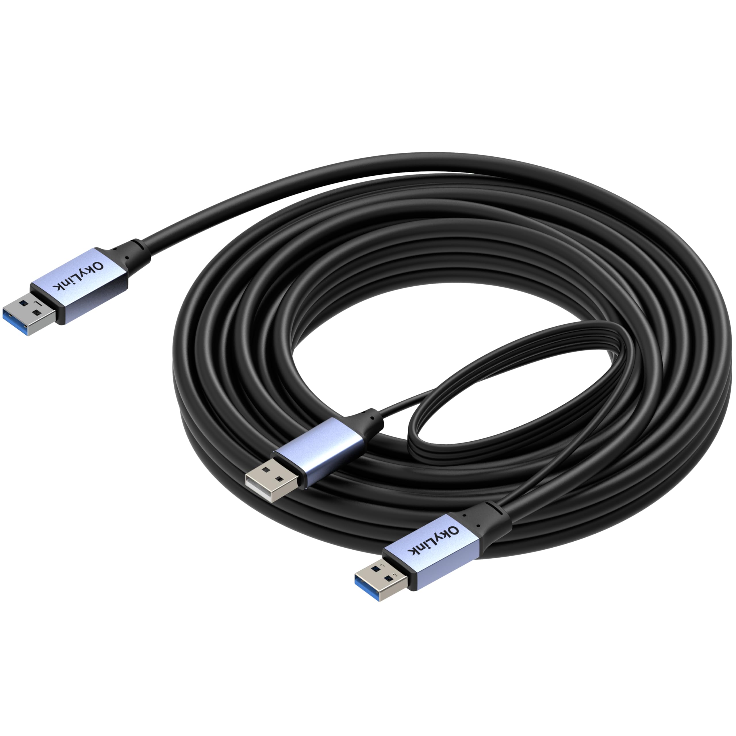 OkyLink Cable de datos activo USB 3.0/3.2 Gen 1 de 25 pies (8 m) A macho a macho A viene con cable de alimentación de 5 Gbps para impresora industrial, escáner