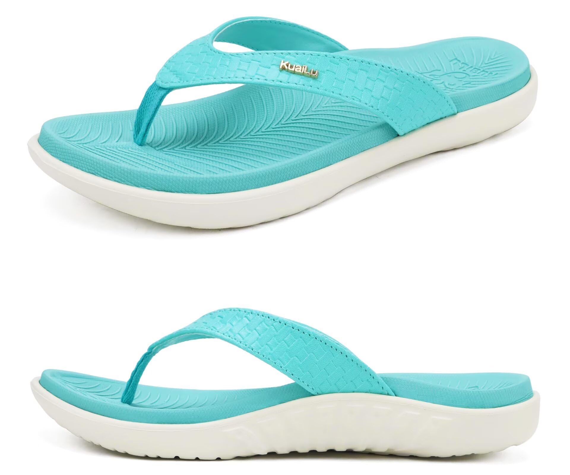 KuaiLu Womens Flip Flops Arch Support Yoga Mat Cushioned Thong Sandals