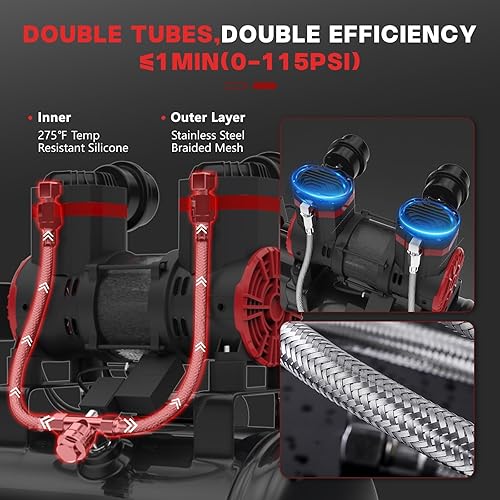 Miniatura 2 de Compresor de aire ultra silencioso de 14 galones con 2 acopladores rápidos 2HP 8.75 CFM, tanque de compresor de aire sin aceite a presión máxima de