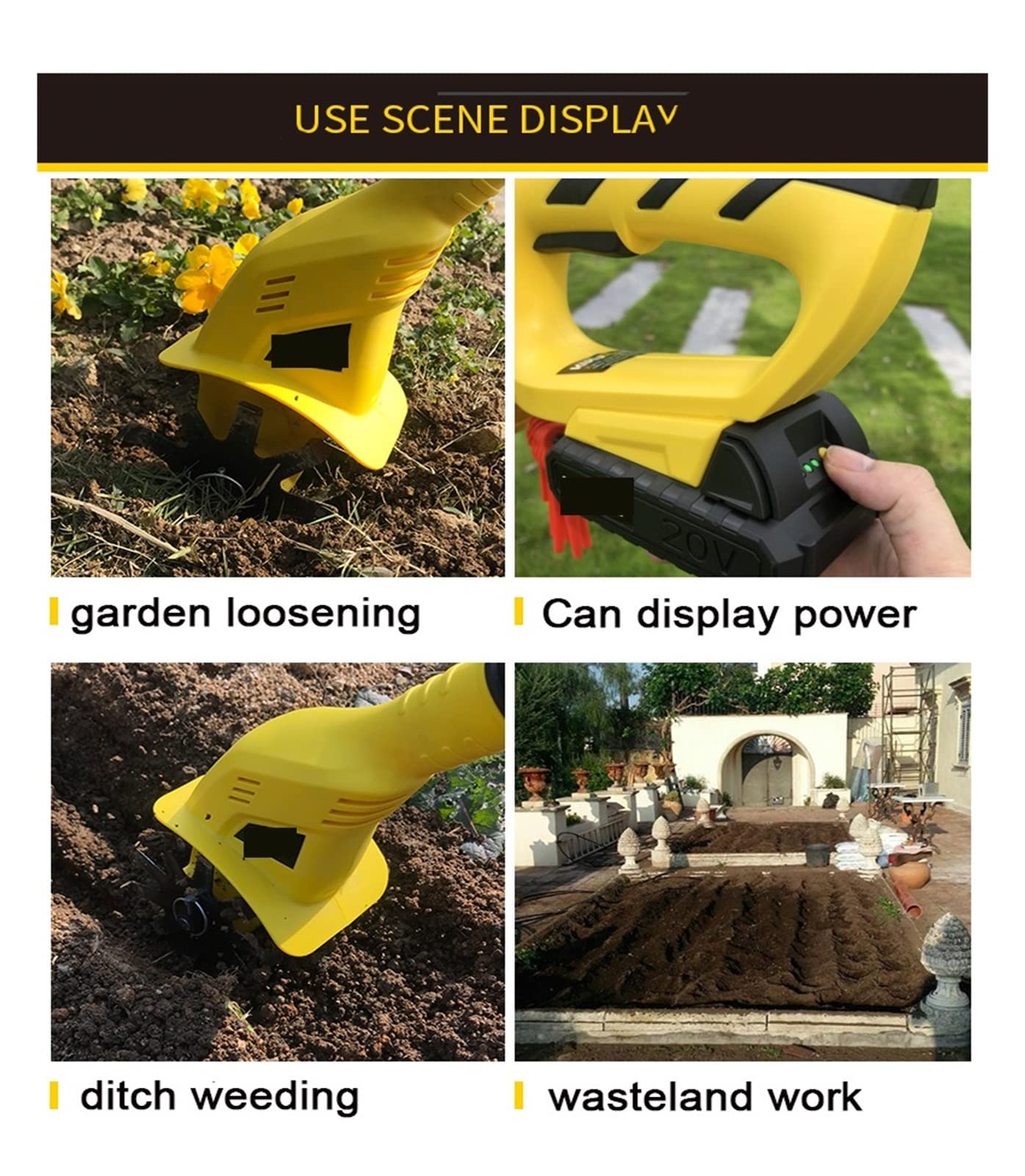 Taille-haies, coupe-herbe, taille-haie, tondeuse à gazon, motoculteur rotatif 20 V sans fil, outil électrique de jardin portable professionnel
