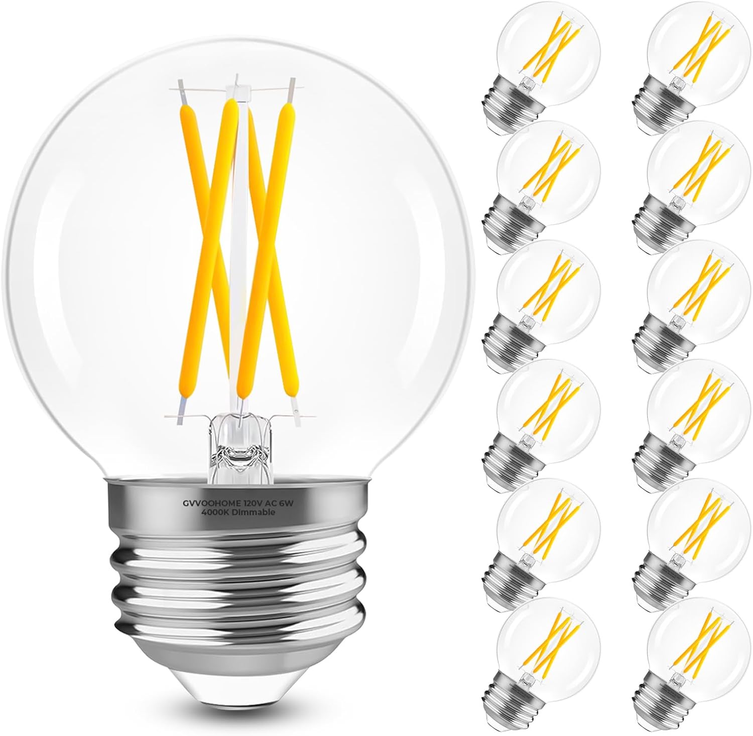 E26 G16.5 LED Globe Bulbs, Edison Bulb 60W Equivalent, Neutral White 4000K