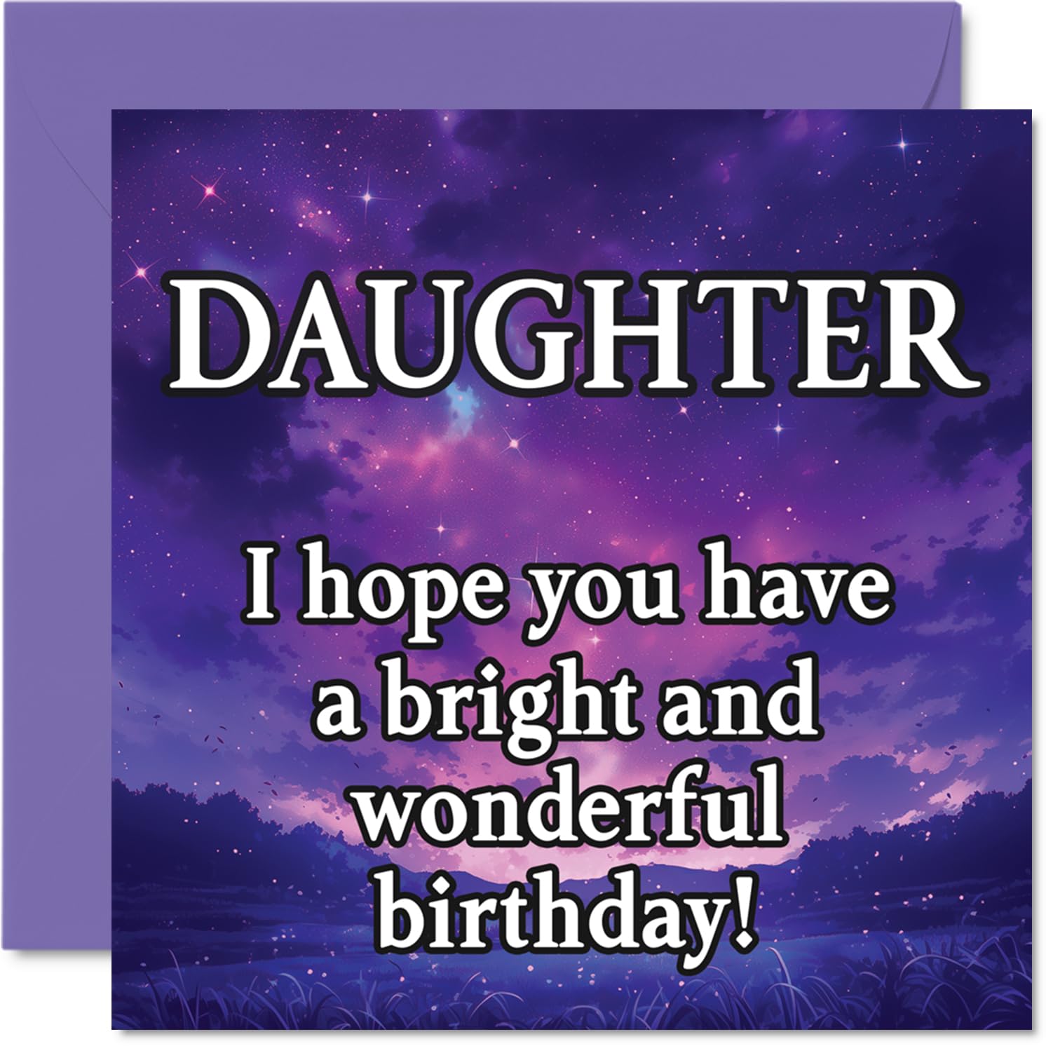Daughter Birthday Card - Magical Night Sky - Happy Birthday Card for Daughter from Dad Mum, 145mm Bright and Wonderful Sentiment Bday Greeting Cards