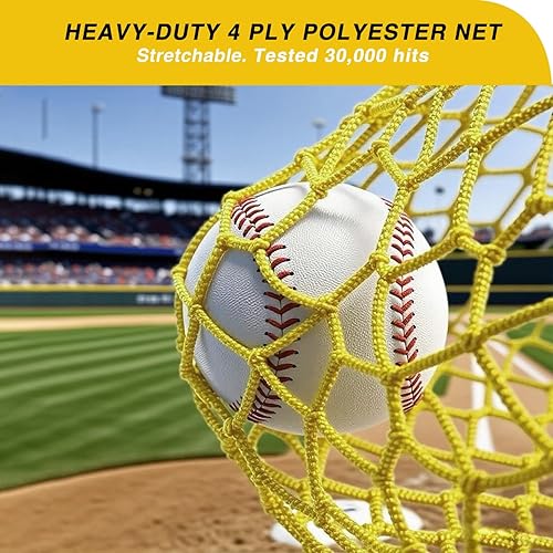 Miniatura 3 de Red de jaula de bateo de béisbol y sóftbol mejorada de 22 x 12 x 8 pies con agujero para máquina de lanzamiento, red antidesgarro de 4 capas de 1.25