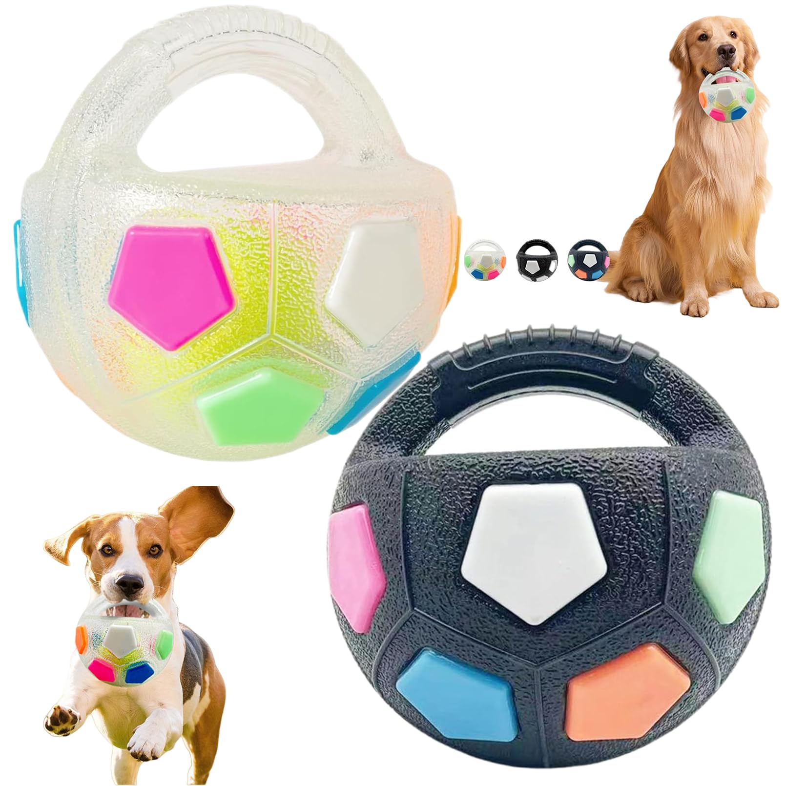 The Mellow Dog Calming Ball, Dog Toy Ball with Handle, Toss and Fetch Play, Interactive Balls for Dogs Playing, Squeaky Floating (Mix b)