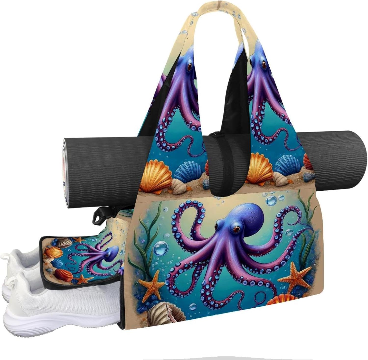 Yoga Mat Bag, Gym Workout Bag with Shoe Compartment, Dragonfly Pilates Bag for Women, Quick Access Storage Yoga Tote Bag for Sports Travel Office