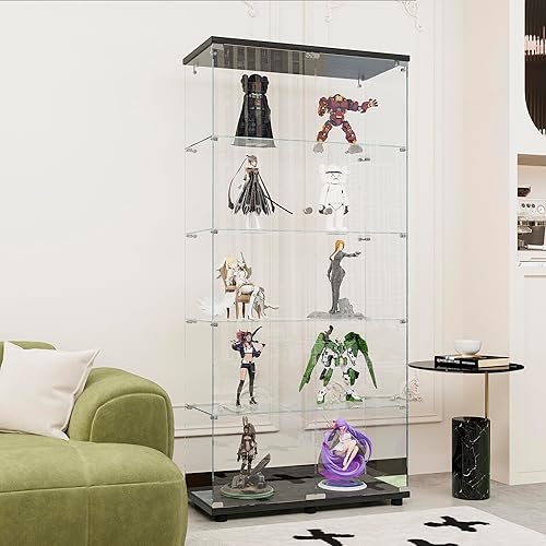 Miniatura 9 de Curio - Vitrina de cristal para coleccionables con puerta, 4 estantes de exhibición, 64.2 pulgadas de alto x 16.9 pulgadas de largo x 14.6 pulgadas