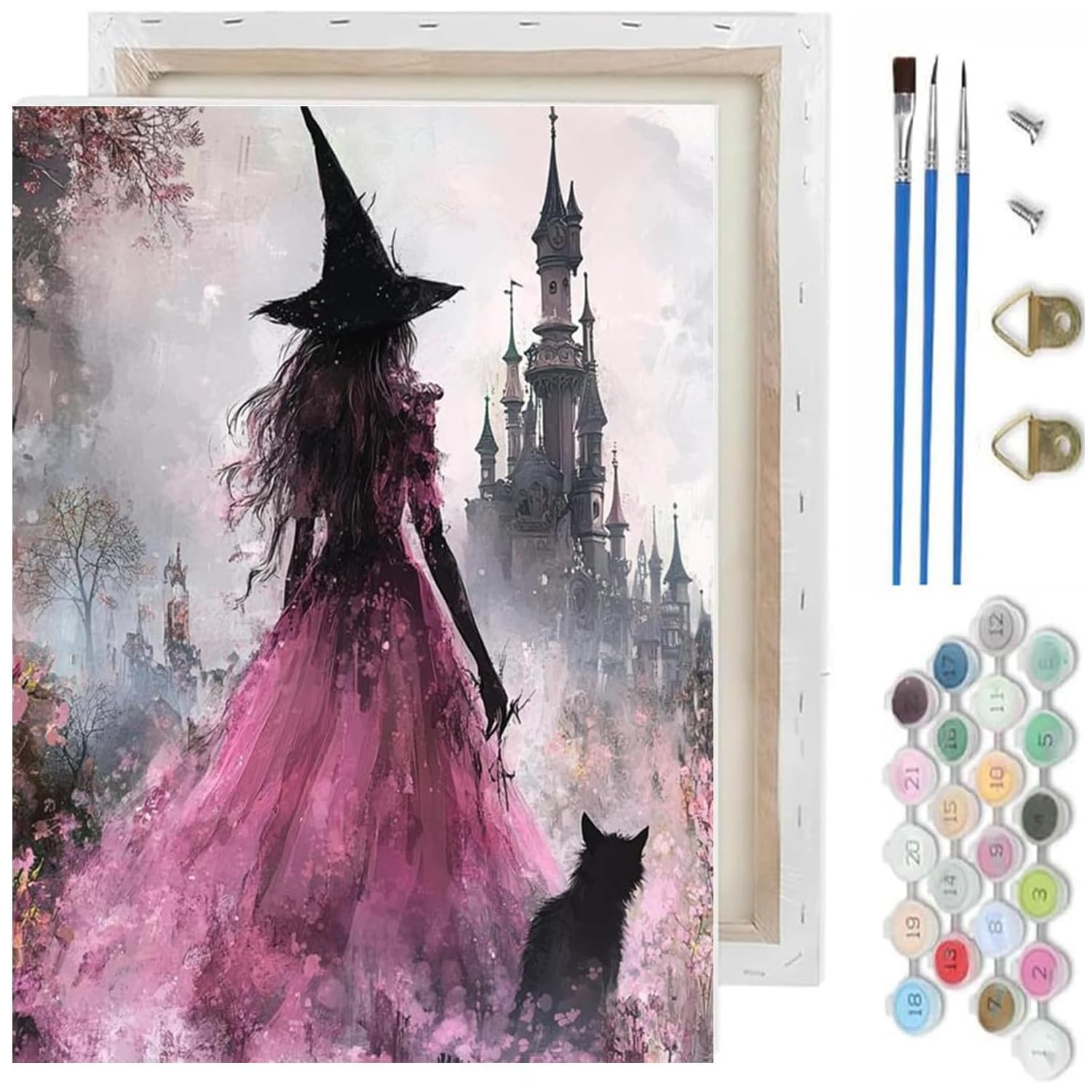 Jakener Paint by Numbers Kit for Adults,Witch Paint by Number with Frame