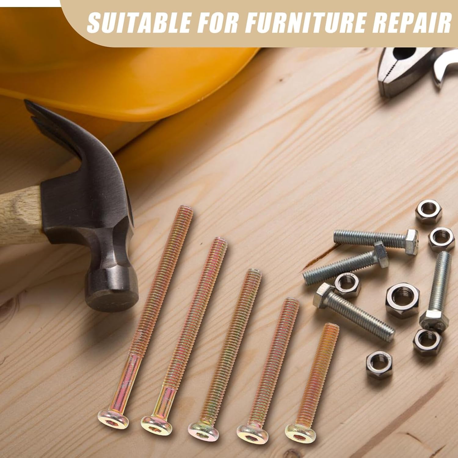 49pcs M6 X 40-80mm Hex Socket Drive Screw and Nut Set for Furniture Repair, Barrel Bolt Assortment Kit for Home Renovation and Connection Tasks