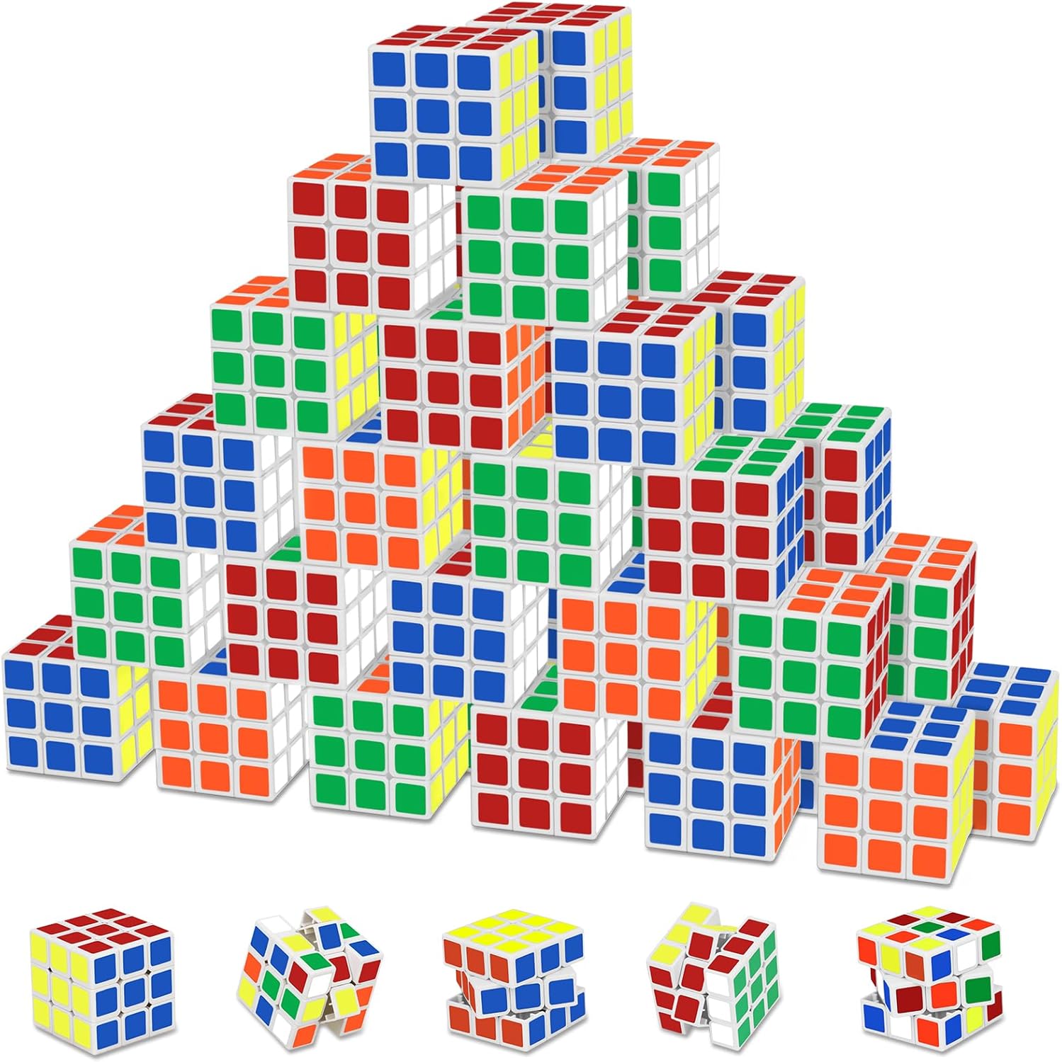Mini Cube 48 Pack Magic Cube, Puzzle Party Favors for Kids Party Puzzle Game Toys Classroom Rewards & School Prize for Students, Stress Relief Toys Goody Bag Filler Birthday Easter Gift