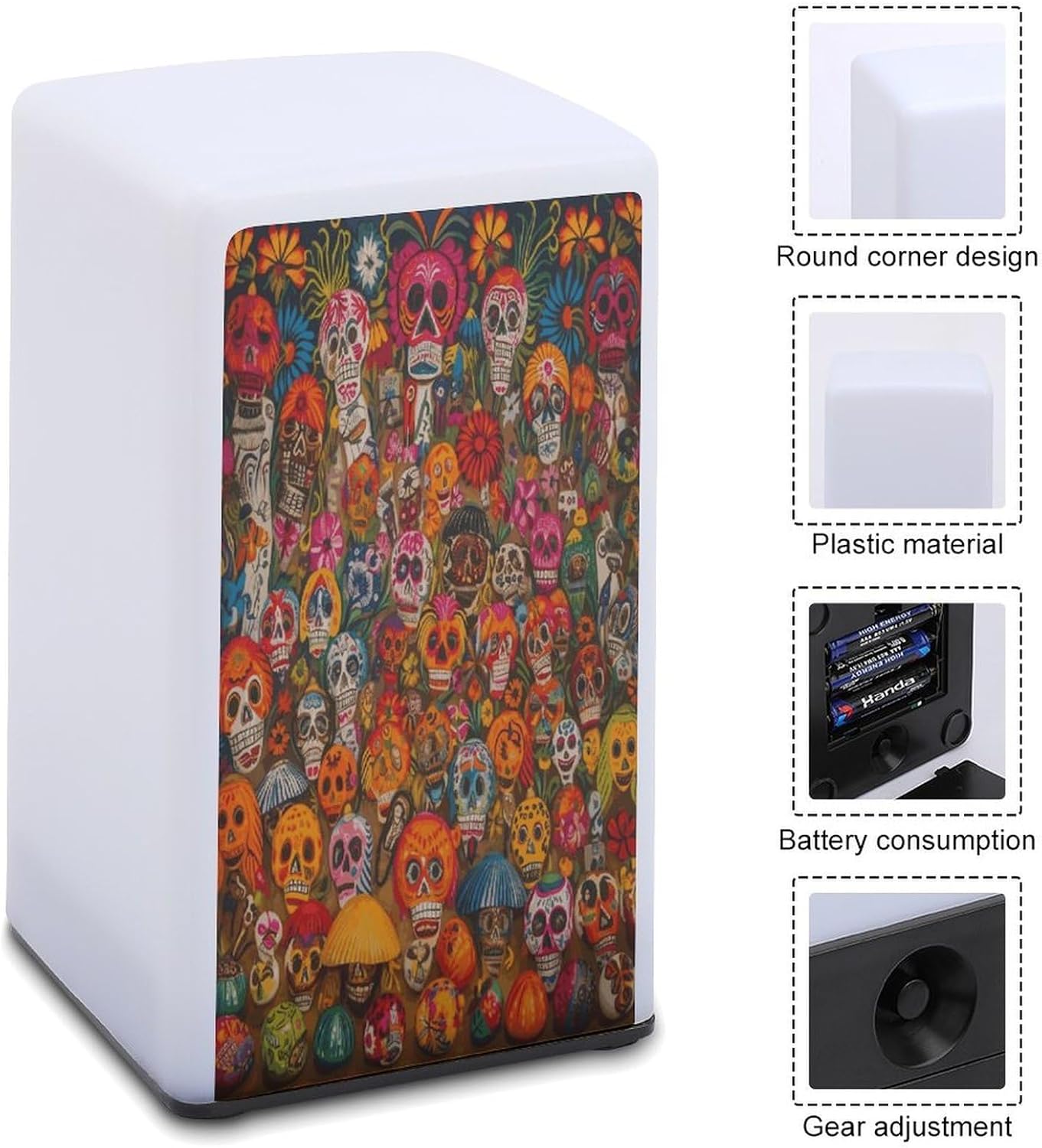 Cordless Night Light Battery Powered Dimmable Lamp for Reading Mexican Folk Art Small Desk Lamp for Bedroom Living Room Office