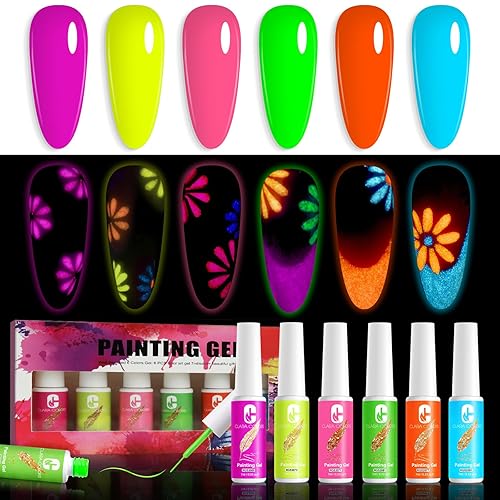 Esmalte de uñas de gel que brilla en la oscuridad, 6 colores, pincel fino, UV LED, remojo, suministros de diseño de pintura profesional, suministros Esmalte de uñas de gel que brilla en la oscuridad, 6 colores, pincel fino, UV LED, remojo, suministros de diseño de pintura profesional, suministros