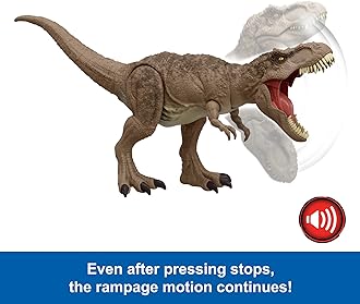 Mattel Jurassic World T. rex Dinosaur Toy with Sound & Movement, All-Out Attack Tyrannosaurus Rex Action Figure with Rampage Attack, Plus Digital Play