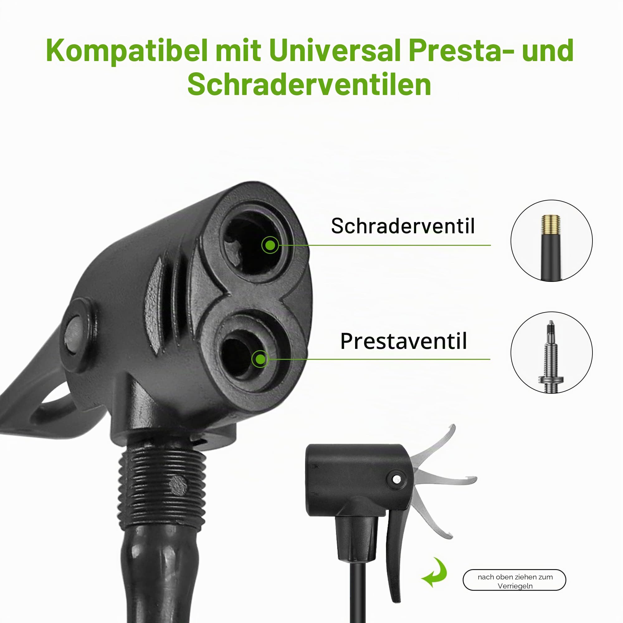 WEIDMAX Hochdruck Standpumpe Fahrradpumpe, Ergonomische Fahrradpumpe, Fahrrad-Reifenfüller, Tragbare Pumpe mit Messgerät und Intelligentem Ventilkopf, 160 psi