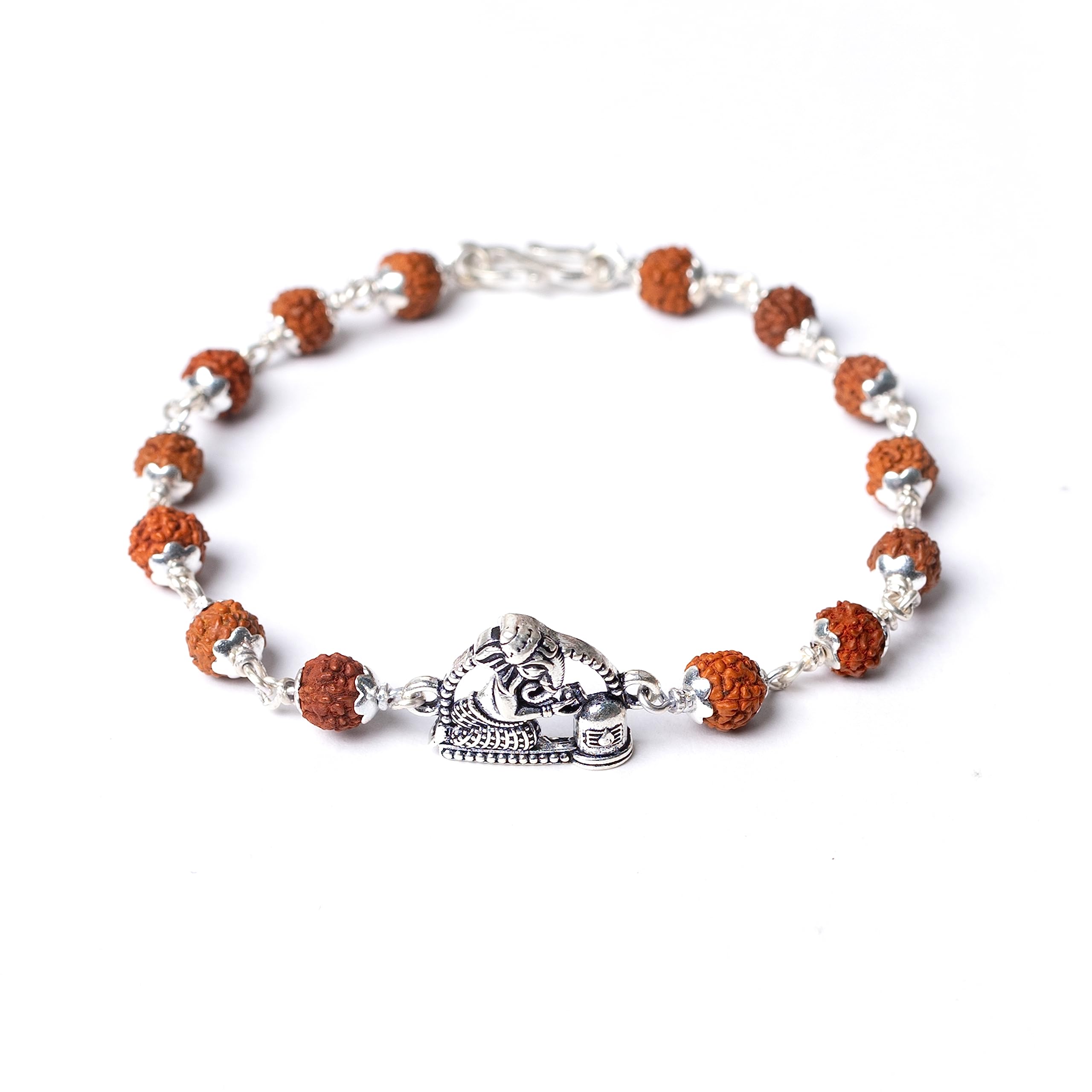 Hem Jewels Pure Silver Rudraksh Rakhi for Brother | Silver Rudaksh Bracelet for Boys and Men | Silver Rakhi with Ganesha and Shivling Motif (HJRKH-60) (B0C9QKKYKN) Amazon Price History, Amazon Price Tracker