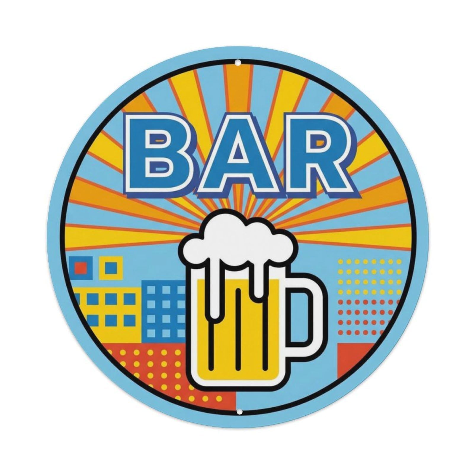 BAR Retro Pub Plate Metal Tin Sign Plaque Wall Decor for Cafe, Club Bar, Office, Home Garden Round Metal Poster 8x8Inch