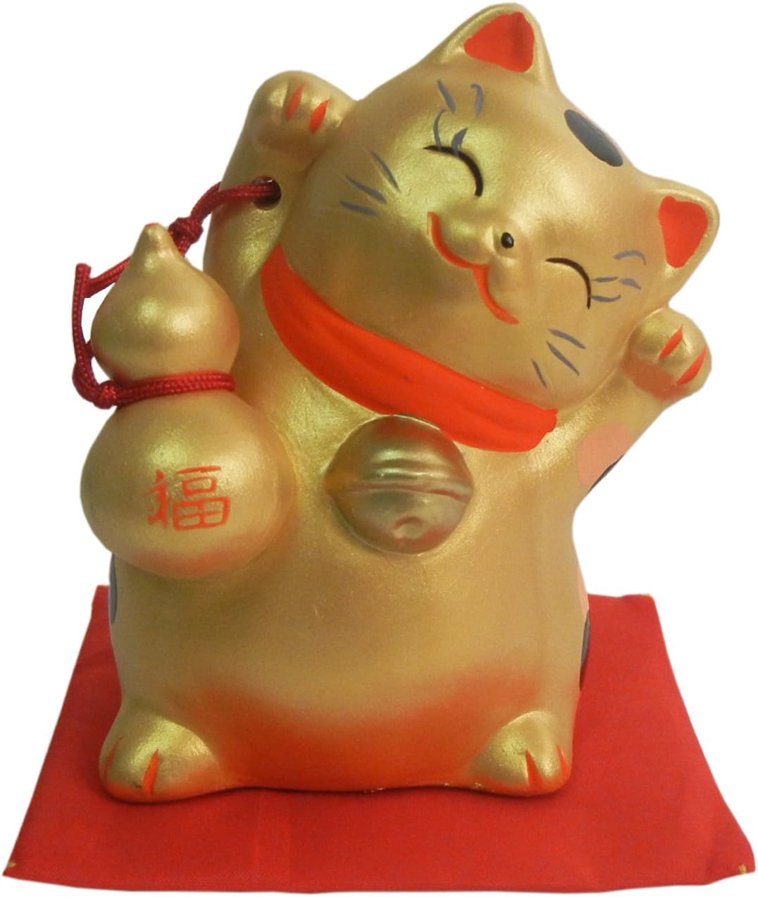 Japanese GOLD Maneki Neko Beckoning Cat Lucky Cat Figurine