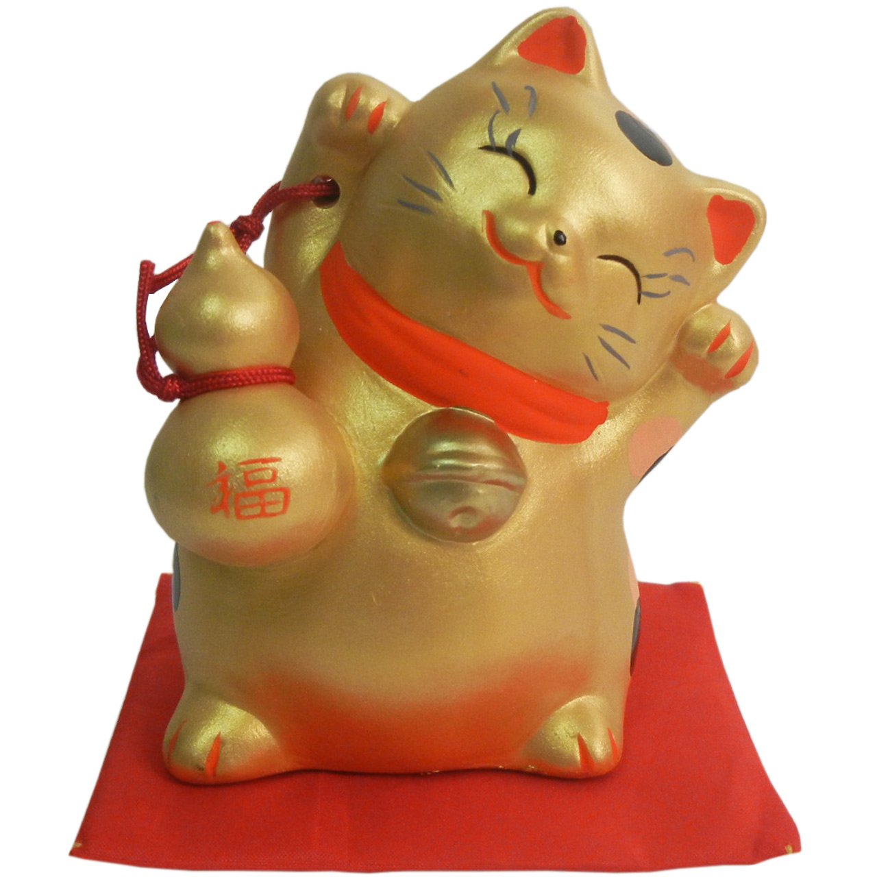 Japanese GOLD Maneki Neko Beckoning Cat Lucky Cat Figurine