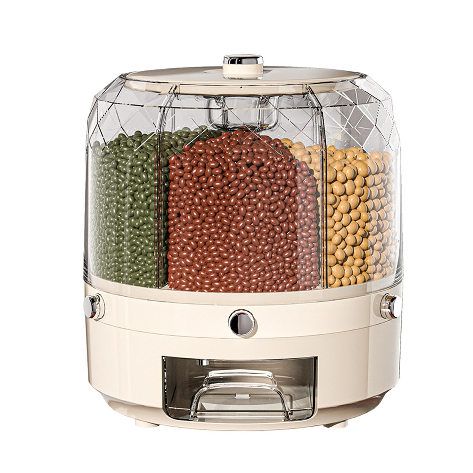 Dispenser trasparente per alimenti secchi - Organizzatore di cereali multi-sezione, conservazione degli alimenti rotante in 6 | Dosatore Cereali a 6 Scomparti, Dosatore Cereali Rotante per Porta