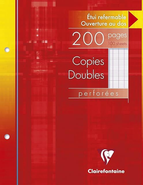 Clairefontaine - Ref 4411C - Double Sheets (Pack of 100 Sheets) - 17 x 22cm, 2-Hole Punched, Séyès Rulings, 90gsm Brushed Vellum Paper, Resealable Pack - White